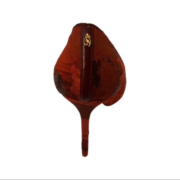 DSquared2 Red Brocade Peep Toe Heels - Picture 5 of 10